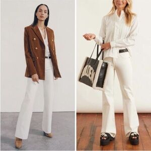 Nili Lotan Celia Corduroy Pants Bootcut Flare Stone White Size 4 Like New